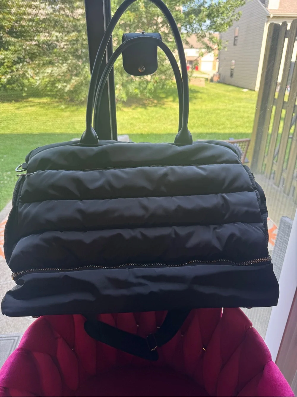 Quilted Puffer Laptop Bag in Black